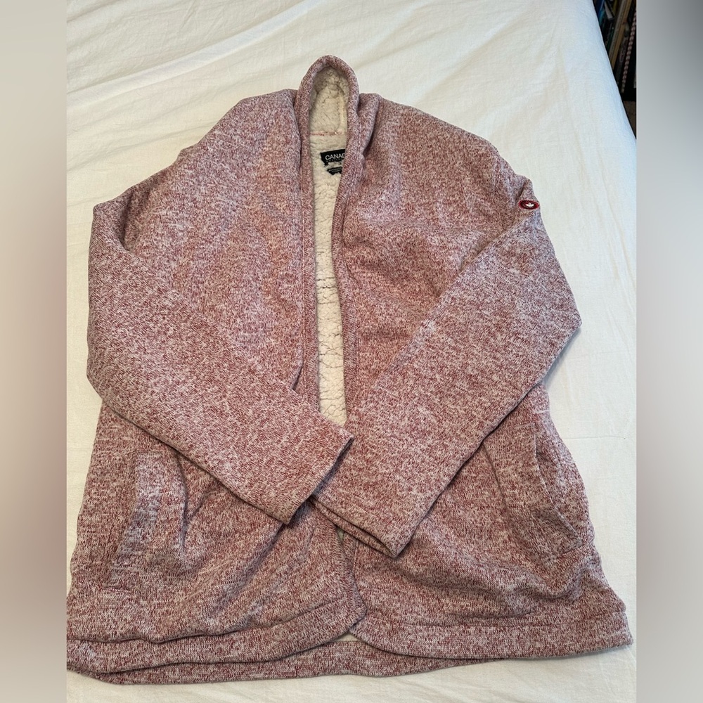 Canada Weather Gear Maroon Sherpa Cardigan